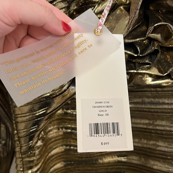 LoveShackFancy Thompson Dress Gold size 10 - Picture 4 of 9